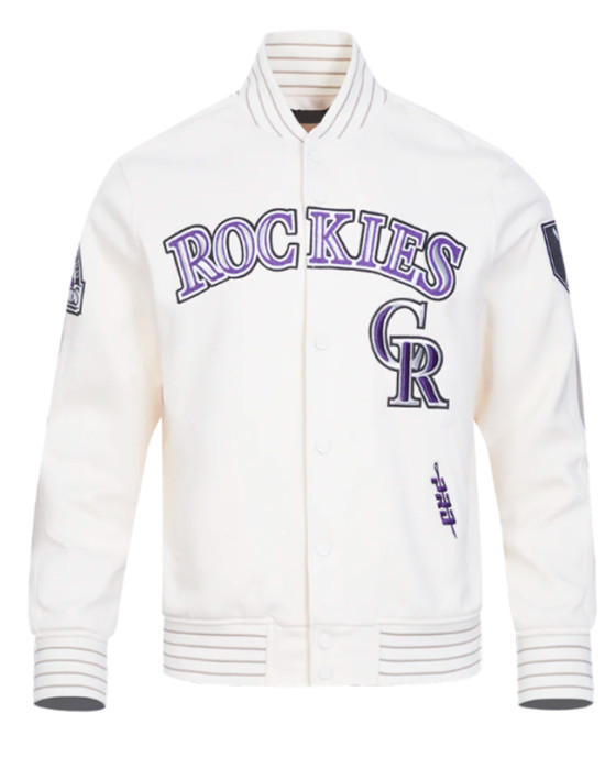 Colorado Rockies Eggshell/Black Game Day Jacket with Current Logo Colorado Rockies Eggshell/Black Game Day Jacket with Current Logo