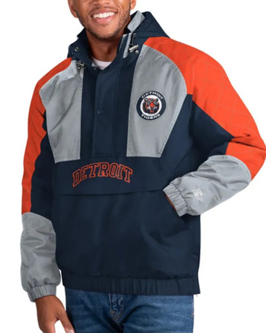 Cooperstown Detroit Tigers The Body Check Half-Zip Hooded Jacket Cooperstown Detroit Tigers The Body Check Half-Zip Hooded Jacket