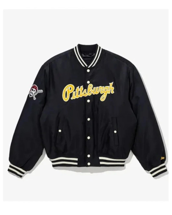 Cooperstown Pittsburgh Pirates Black Varsity Jacket Cooperstown Pittsburgh Pirates Black Varsity Jacket
