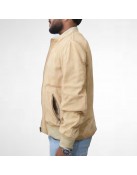 Cream Color Suede Bomber Jacket