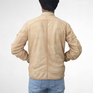 Cream Color Suede Bomber Jacket