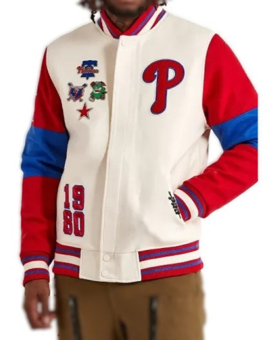 Cream Pro Standard Philadelphia Phillies Varsity Jacket Cream Pro Standard Philadelphia Phillies Varsity Jacket