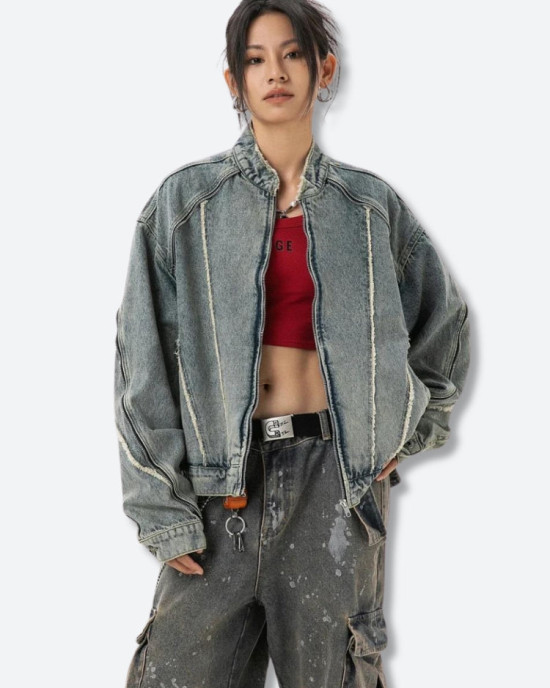 Cyberpunk Denim Zip-Up Jacket Cyberpunk Denim Zip-Up Jacket