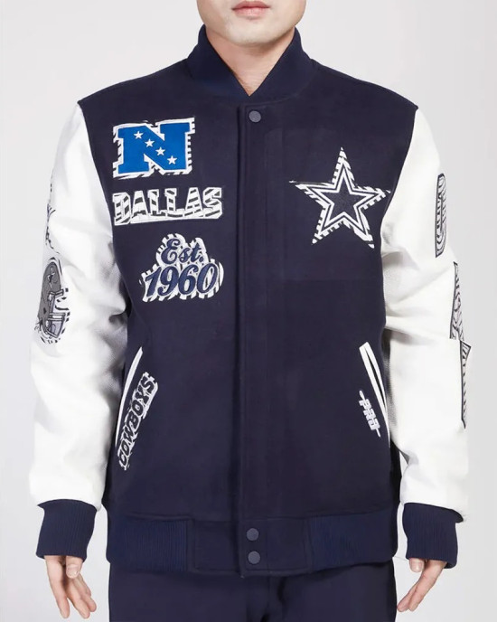 Dallas Cowboys Animal Patches Navy Varsity Jacket Dallas Cowboys Animal Patches Navy Varsity Jacket