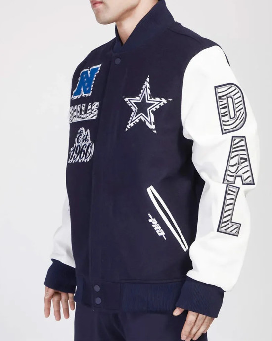 Dallas Cowboys Animal Patches Navy Varsity Jacket Dallas Cowboys Animal Patches Navy Varsity Jacket