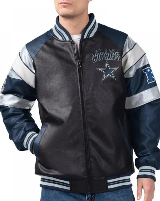 Dallas Cowboys G-III Faux Varsity Leather Jacket Dallas Cowboys G-III Faux Varsity Leather Jacket