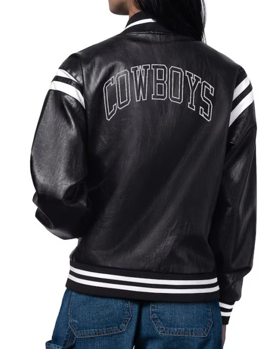 Dallas Cowboys High Heat Vegan Black Varsity Leather Jacket