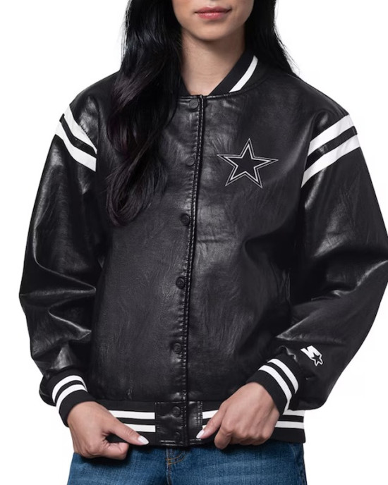 Dallas Cowboys High Heat Vegan Black Varsity Leather Jacket