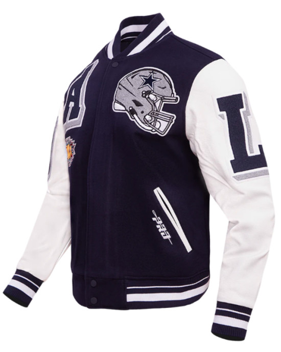Dallas Cowboys Mashup Rib Varsity Wool and Leather Jacket Dallas Cowboys Mashup Rib Varsity Wool and Leather Jacket
