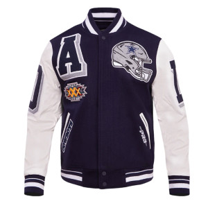 Dallas Cowboys Mashup Rib Varsity Wool and Leather Jacket