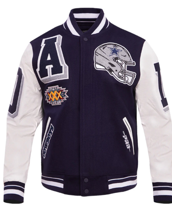 Dallas Cowboys Mashup Rib Varsity Wool and Leather Jacket Dallas Cowboys Mashup Rib Varsity Wool and Leather Jacket