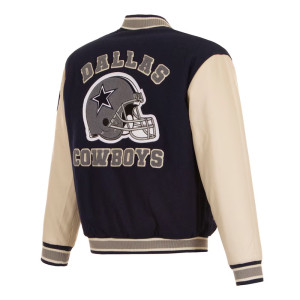 Dallas Cowboys Navy & Cream Varsity Wool/Leather Varsity Jacket