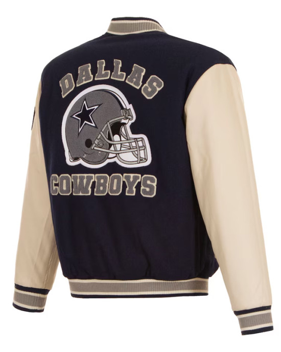 Dallas Cowboys Navy & Cream Varsity Wool/Leather Varsity Jacket