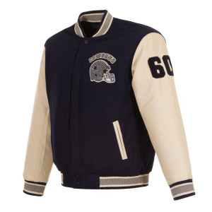 Dallas Cowboys Navy & Cream Varsity Wool/Leather Varsity Jacket