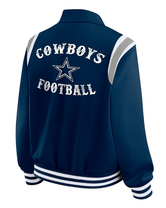 Dallas Cowboys Navy Lightweight Full-Snap Varsity Satin Jacket