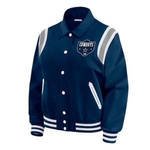 Dallas Cowboys Navy Lightweight Full-Snap Varsity Satin Jacket