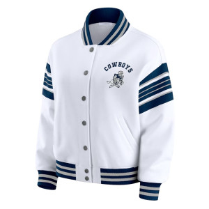 Dallas Cowboys Snap Front White Fleece Jacket