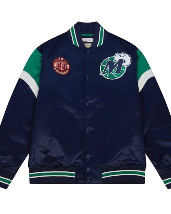 Dallas Mavericks Navy Heavyweight Satin Jacket