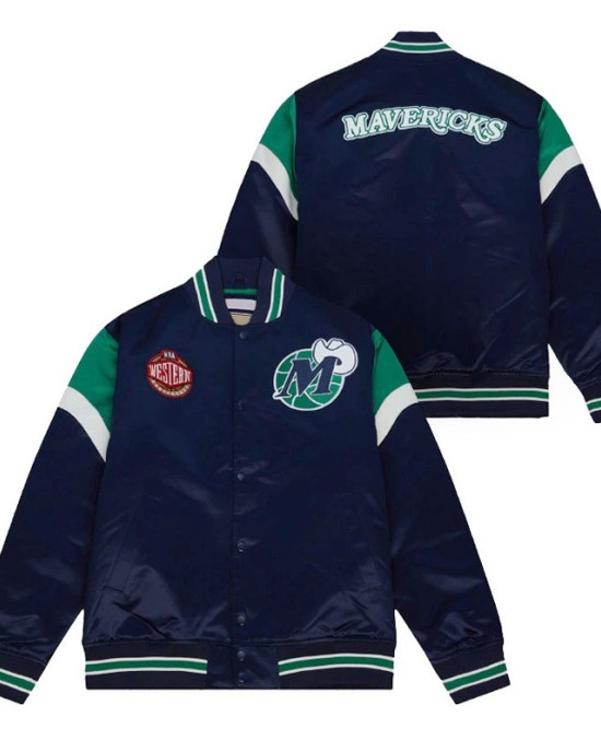 Dallas Mavericks Navy Heavyweight Satin Jacket