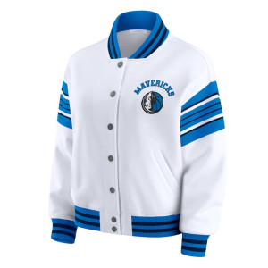 Dallas Mavericks Snap Front White Fleece Jacket