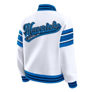 Dallas Mavericks Snap Front White Fleece Jacket