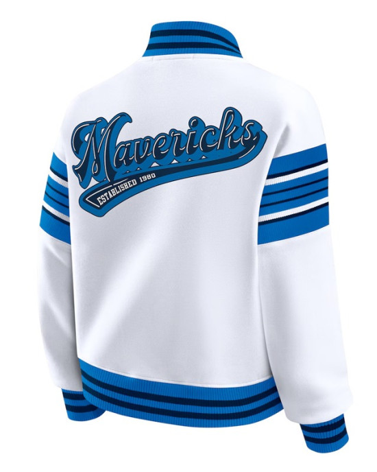 Dallas Mavericks Snap Front White Fleece Jacket