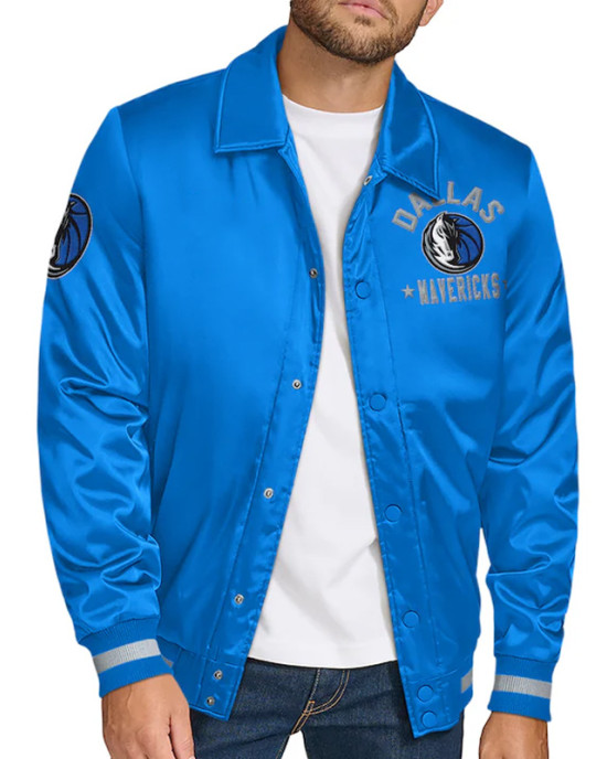 Dallas Mavericks Stitch Applique Blue Satin Jacket Dallas Mavericks Stitch Applique Blue Satin Jacket