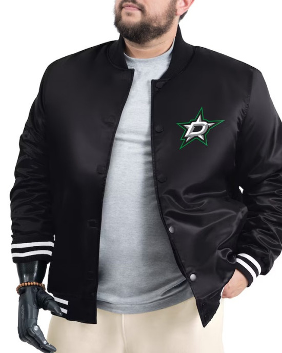 Dallas Stars Adaptive Bold Logo Varsity Satin Jacket