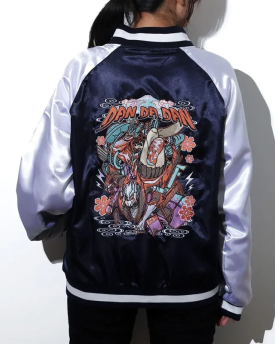 Dandadan Souvenir Navy and Silver Bomber Jacket