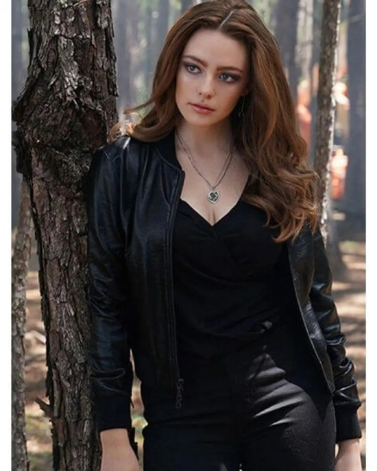 Danielle Rose Russell Legacies Bomber Leather Jacket Danielle Rose Russell Legacies Bomber Leather Jacket
