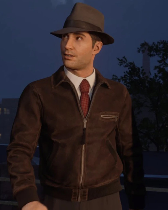 Definitive Edition Mafia Tommy Angelo Bomber Brown Leather Jacket