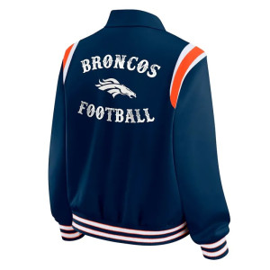 Denver Broncos Lightweight Navy Varsity Satin Jacket