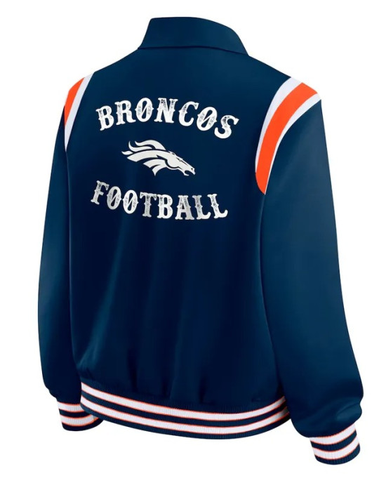 Denver Broncos Lightweight Navy Varsity Satin Jacket