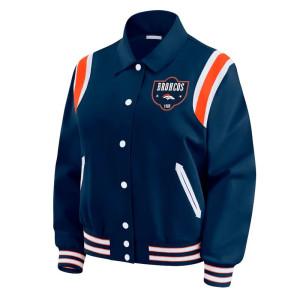 Denver Broncos Lightweight Navy Varsity Satin Jacket
