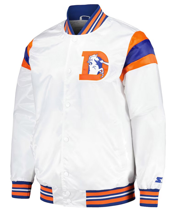 Denver Broncos Midweight White Satin Jacket Denver Broncos Midweight White Satin Jacket