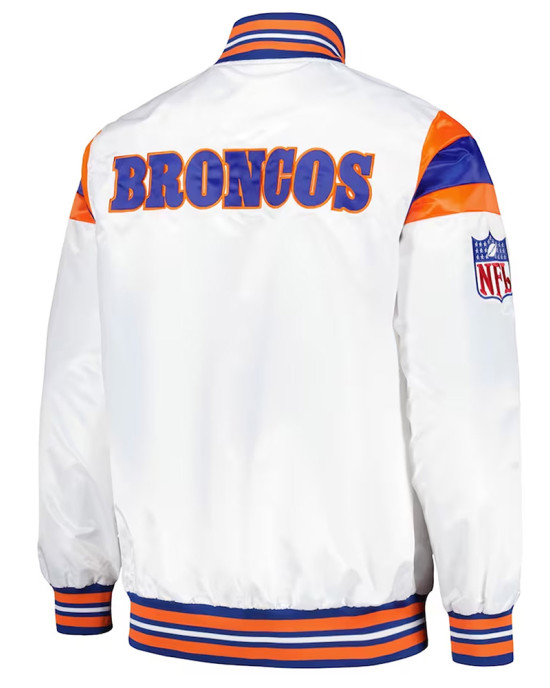 Denver Broncos Midweight White Satin Jacket Denver Broncos Midweight White Satin Jacket