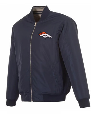 Denver Broncos Navy/Gray Full-Zip Reversible Flight Jacket