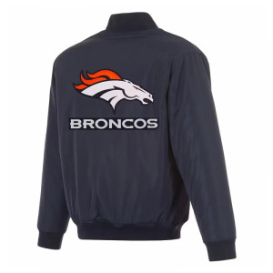 Denver Broncos Navy/Gray Full-Zip Reversible Flight Jacket