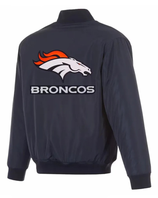 Denver Broncos Navy/Gray Full-Zip Reversible Flight Jacket Denver Broncos Navy/Gray Full-Zip Reversible Flight Jacket