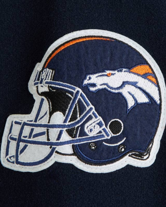Denver Broncos Navy Varsity Bomber Wool Jacket