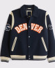 Denver Broncos Navy Varsity Bomber Wool Jacket