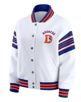 Denver Broncos Snap Front White Fleece Jacket