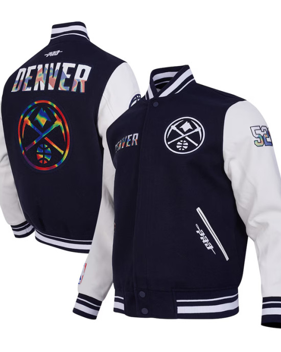 Denver Nuggets 2024/25 City Edition Chenille Navy Varsity Jacket
