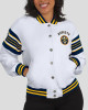 Denver Nuggets Snap Front White Fleece Jacket