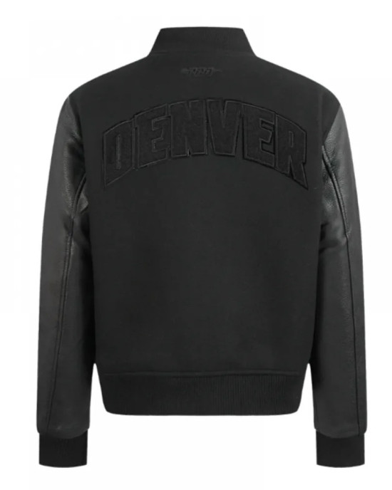 Denver Nuggets Triple Black Varsity Wool and Leather Jacket