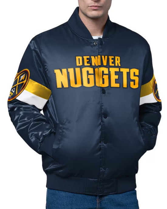 Denver Nuggets Triple Option Varsity Satin Jacket