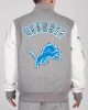 Detroit Lions Animal Patches Gray Varsity Jacket Detroit Lions Animal Patches Gray Varsity Jacket
