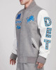 Detroit Lions Animal Patches Gray Varsity Jacket Detroit Lions Animal Patches Gray Varsity Jacket
