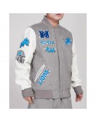 Detroit Lions Animal Patches Gray Varsity Jacket