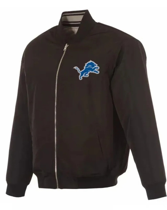 Detroit Lions Black/Gray Full-Zip Reversible Flight Jacket